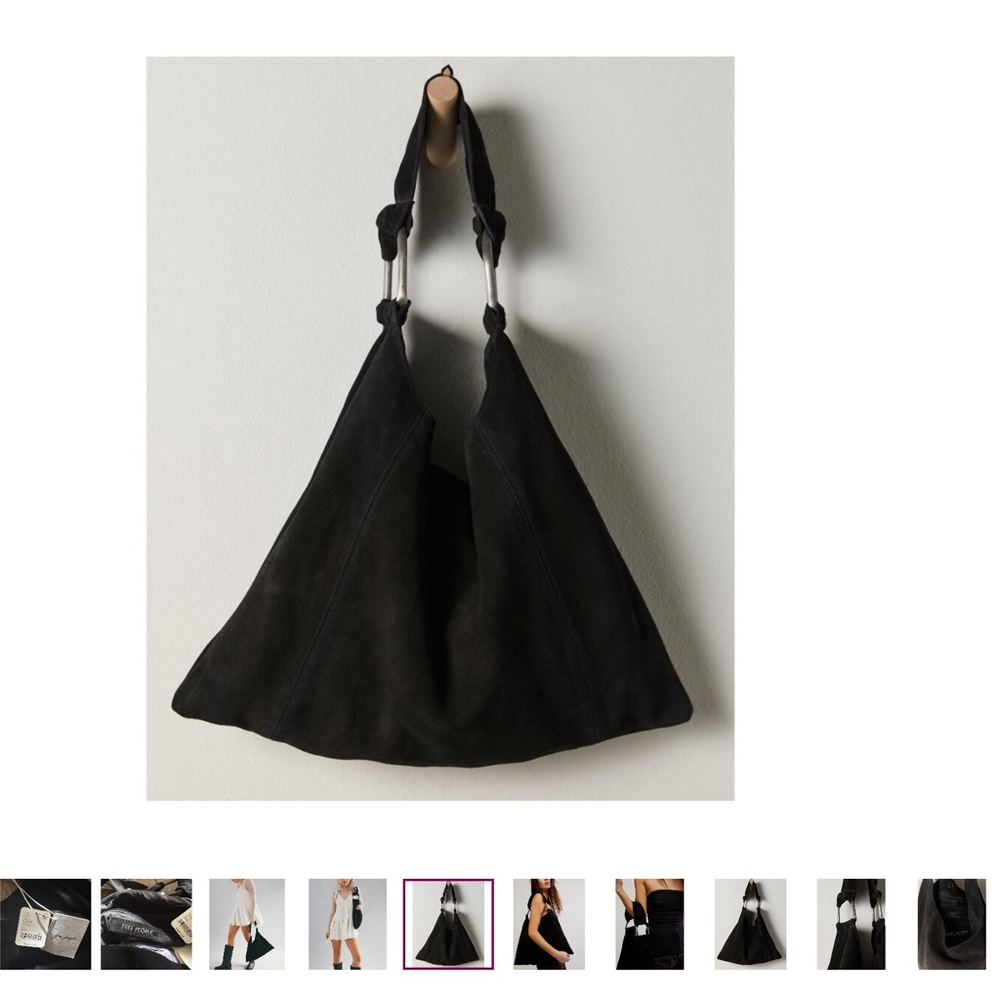 Free People Black Suede Hobo Shoulder Bag